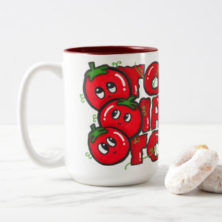Hand-drawn Tomato Letter Stack Trio Two-Tone Coffee Mug