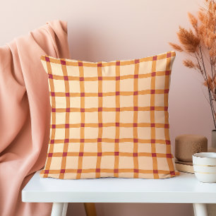 Hand Drawn Translucent Autumn Grid Cushion