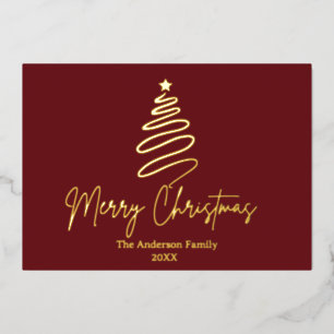 hand drawn Tree Foil Holiday Card Christmas Card