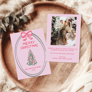 Hand Drawn Tree Merry Christmas Family Photo Holiday Card