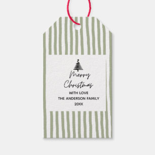 Hand drawn tree Merry Christmas Gift Tags