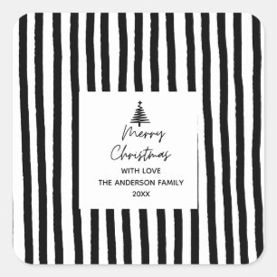 Hand drawn tree Merry Christmas Square Sticker