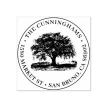Hand Drawn Tree Round Family Name & Return Address