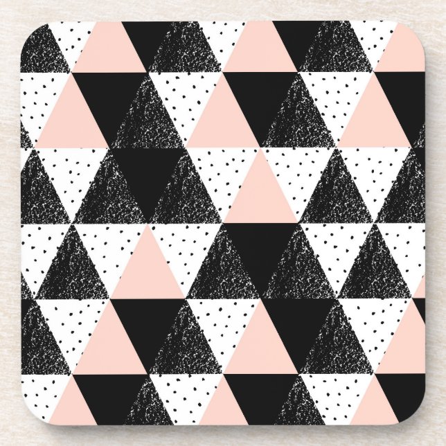 Hand Drawn Triangle Geometric Pattern Coaster (Front)