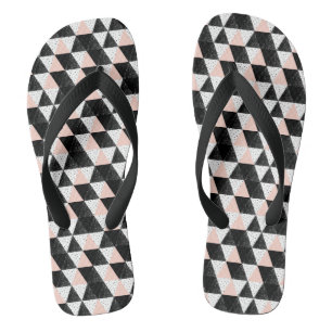 Hand Drawn Triangle Geometric Pattern Jandals