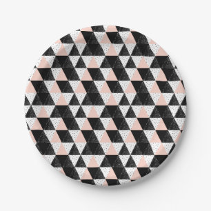 Hand Drawn Triangle Geometric Pattern Paper Plate