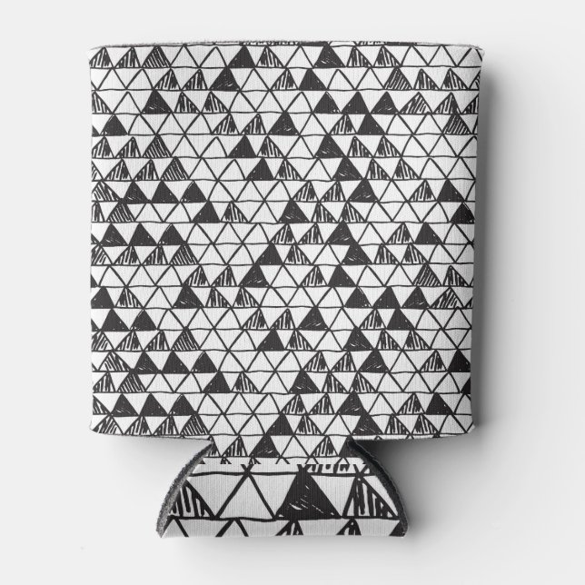 Hand drawn triangles: vintage abstract. can cooler (Front)