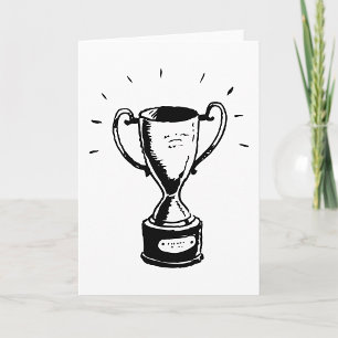 Hand Drawn Trophy Retro Black and White Award Card