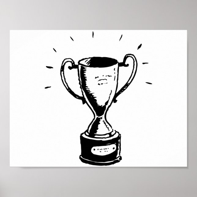 Hand Drawn Trophy Retro Black and White Award Poster (Front)