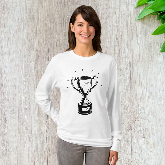 Hand Drawn Trophy Retro Black and White Award T-Shirt (Creator Uploaded)