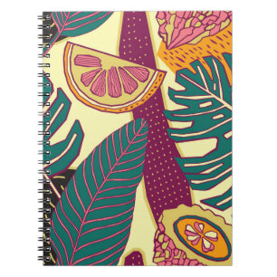 Hand Drawn Tropical Bright Pattern Notebook