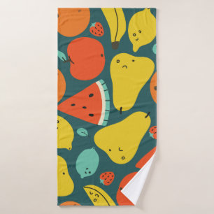Hand Drawn Tropical Fruit Pattern Bath Towel