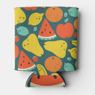 Hand Drawn Tropical Fruit Pattern Can Cooler