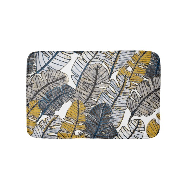 Hand Drawn: Tropical Leaves Bath Mat (Front)