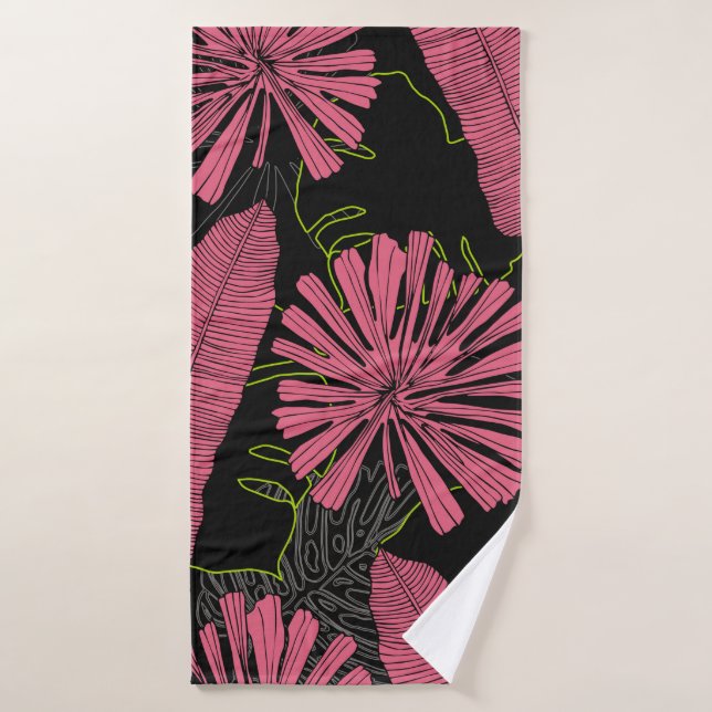 Hand drawn tropical leaves. Exotic plant. Tropical Bath Towel (Bath Towel)