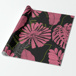 Hand drawn tropical leaves. Exotic plant. Tropical Wrapping Paper