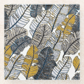 Hand Drawn: Tropical Leaves Glass Coaster