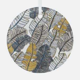 Hand Drawn: Tropical Leaves Glass Tree Decoration