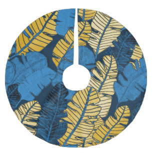 Hand Drawn Tropical Leaves: Seamless Brushed Polyester Tree Skirt