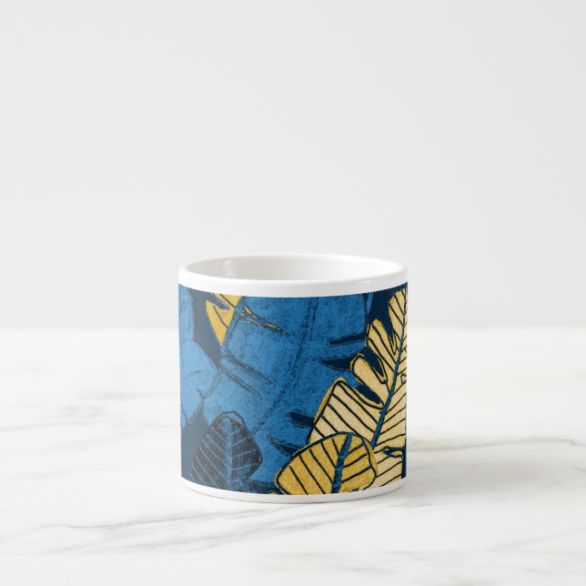 Hand Drawn Tropical Leaves: Seamless Espresso Cup (Front)