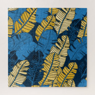 Hand Drawn Tropical Leaves: Seamless Jigsaw Puzzle