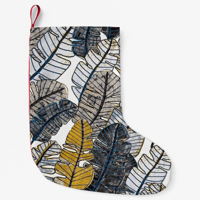 Hand Drawn: Tropical Leaves Small Christmas Stocking (Front)