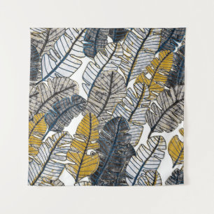 Hand Drawn: Tropical Leaves Tapestry