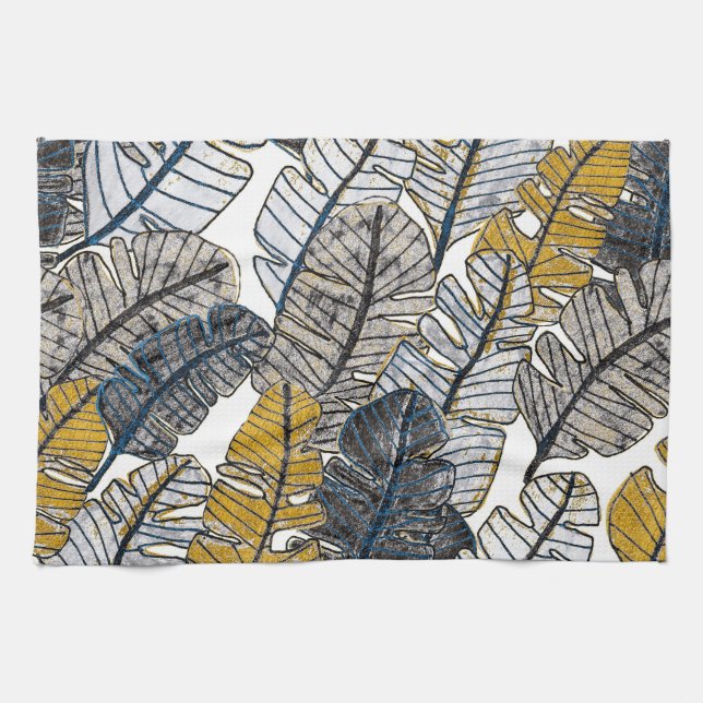 Hand Drawn: Tropical Leaves Tea Towel (Horizontal)