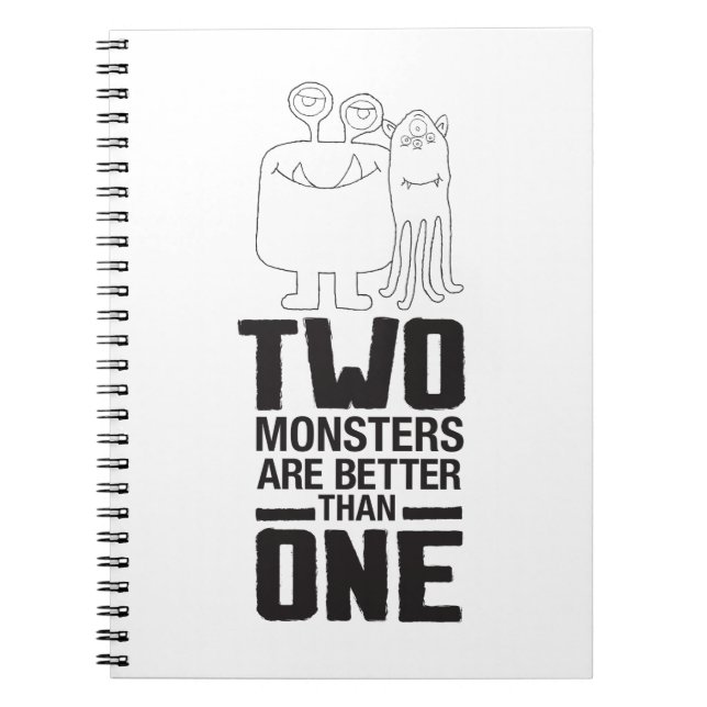 Hand Drawn Two Monster Art Monster Halloween Art  Spiral Notebook (Front)
