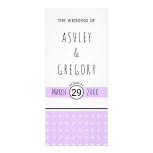 Hand drawn typography lavender wedding program rack card