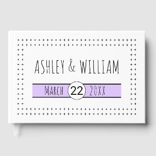 Hand drawn typography lilavender geometric wedding guest book