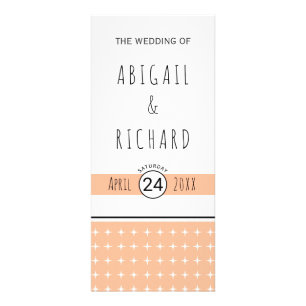 Hand drawn typography peach wedding program rack card