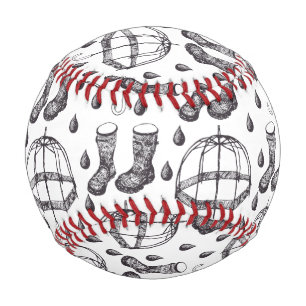 Hand Drawn Umbrella and Rain Boots Pattern Baseball