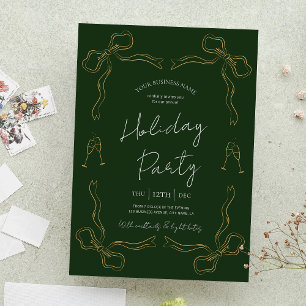 Hand Drawn Unique Green Business Holiday Party Invitation