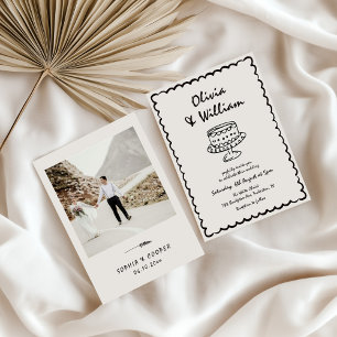 Hand Drawn Unique Retro Photo Wedding Invitation