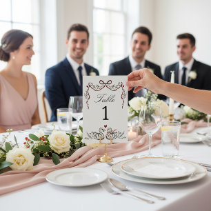Hand Drawn unique Swans Wedding Table Card