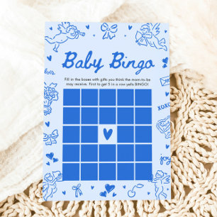 Hand Drawn Valentine Baby Bingo Baby Shower Game Invitation