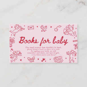 Hand Drawn Valentine Baby Shower Books For Baby Enclosure Card
