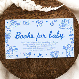 Hand Drawn Valentine Baby Shower Books For Baby Enclosure Card