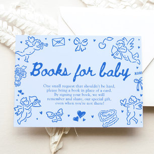 Hand Drawn Valentine Baby Shower Books For Baby Enclosure Card
