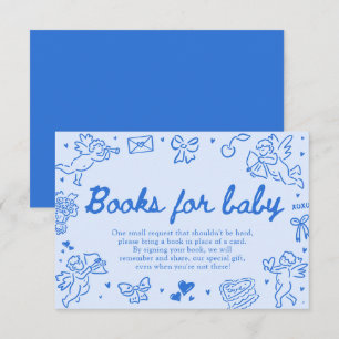 Hand Drawn Valentine Baby Shower Books For Baby Enclosure Card