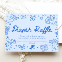 Hand Drawn Valentine Baby Shower Diaper Raffle