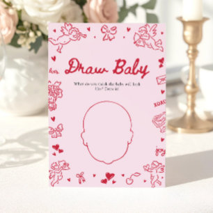 Hand Drawn Valentine Baby Shower Draw Baby Game Invitation