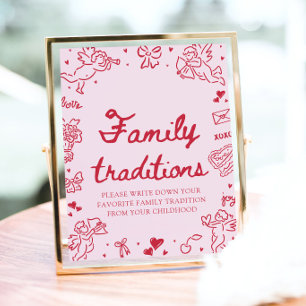 Hand Drawn Valentine Baby Shower Family Traditions Poster