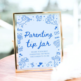 Hand Drawn Valentine Baby Shower Parenting Tip Jar Poster