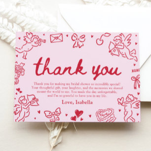 Hand Drawn Valentine Bridal Shower Thank You Card