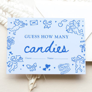Hand Drawn Valentine Guess How Many Candies Game Enclosure Card