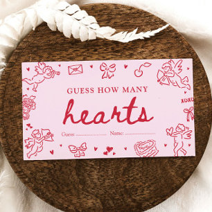 Hand Drawn Valentine Guess How Many Hearts Game Enclosure Card