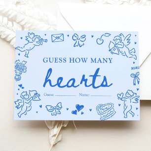 Hand Drawn Valentine Guess How Many Hearts Game Enclosure Card