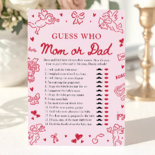 Hand Drawn Valentine Guess Who Mom or Dad Game Invitation